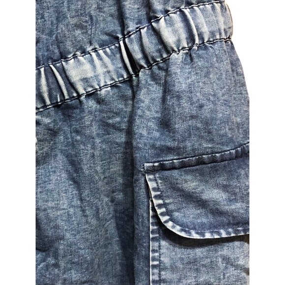 Boho Cowgirl Sweetheart Off Shoulder Denim Romper Key Hole Accent Pockets Sz 1X - Picture 7 of 16